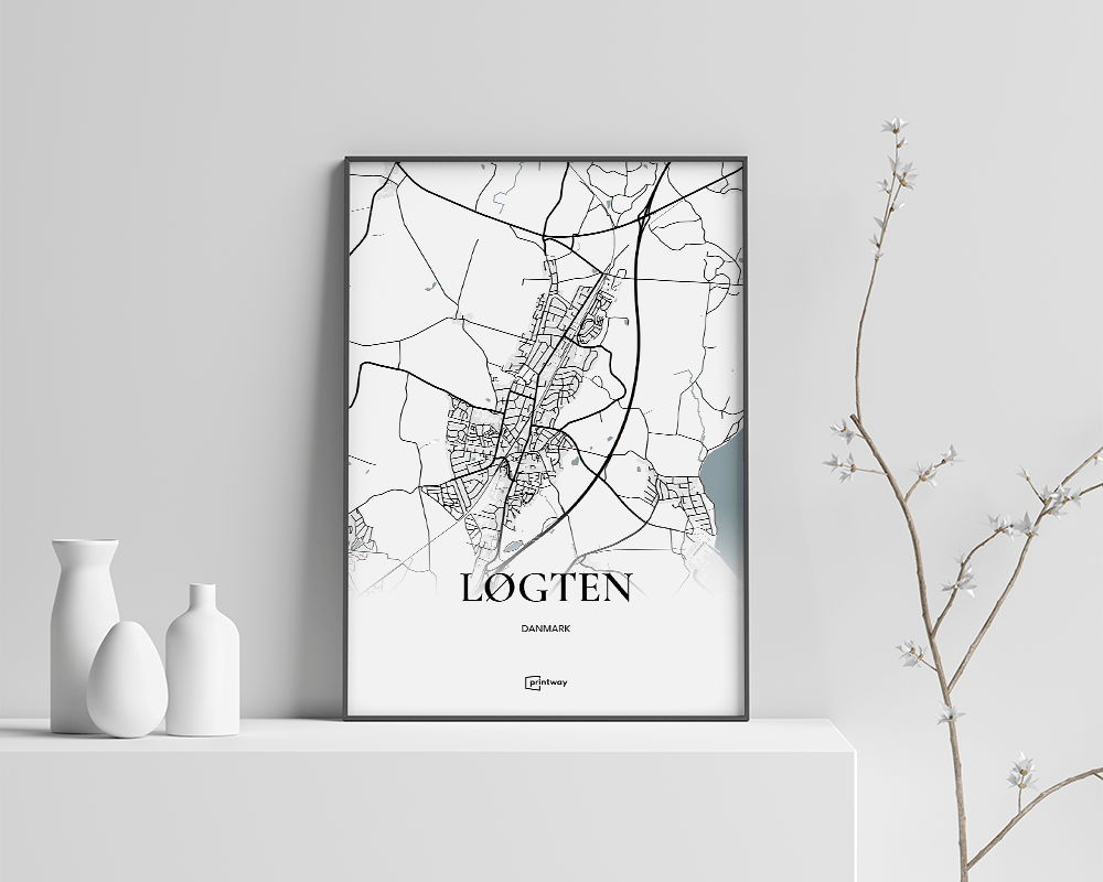 Løgten Bykort Plakat 21x30 cm - Stilrent Design