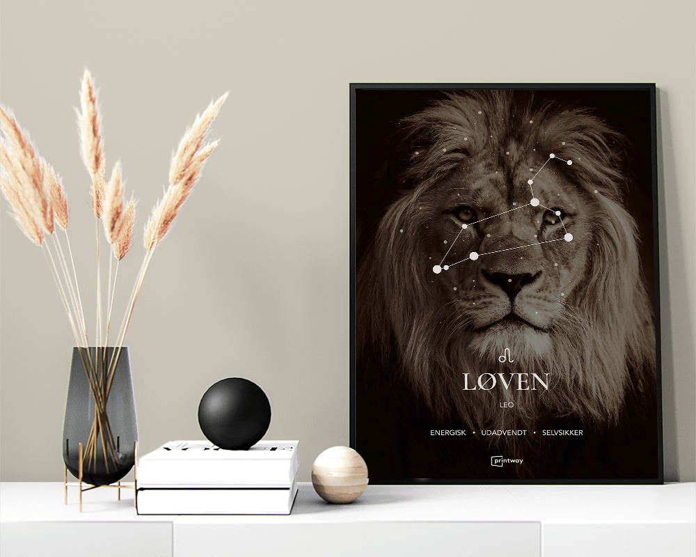 Løven Stjernetegn Plakat - Minimalistisk Design A1 60x84 cm