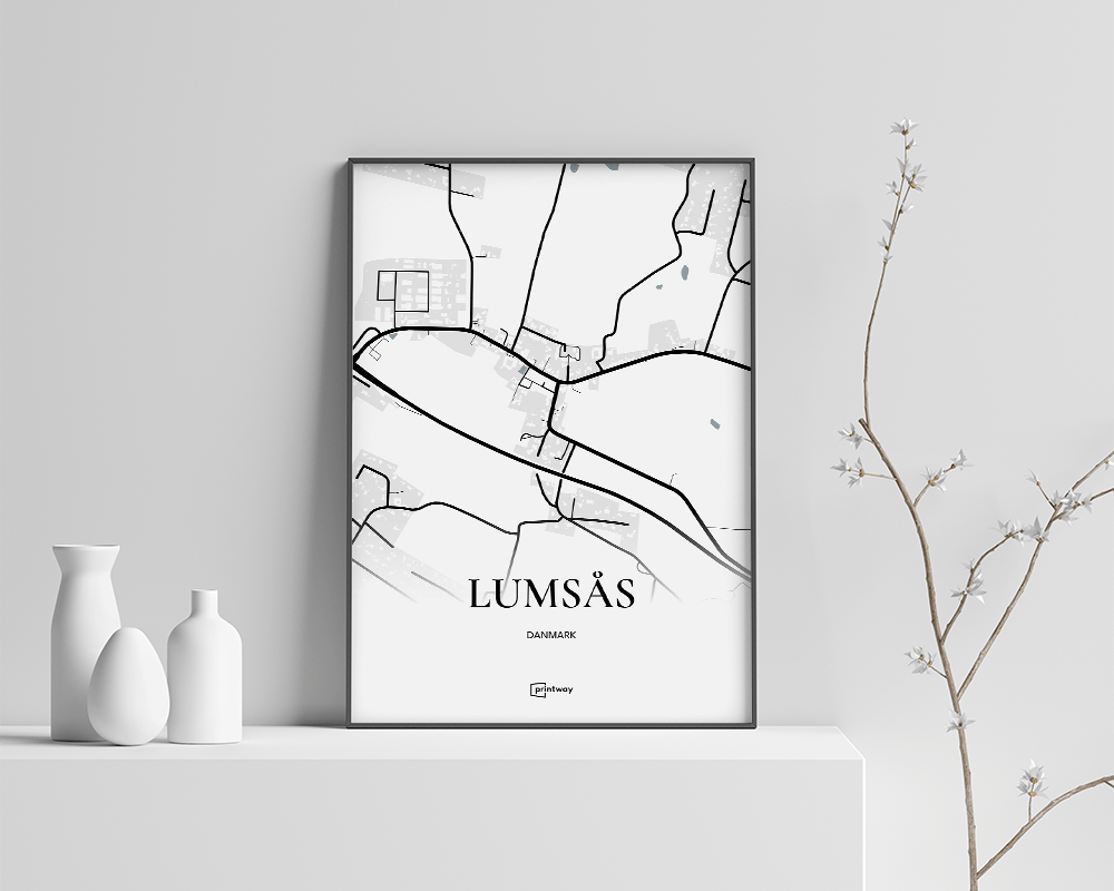 Lumsås Bykort Plakat 70x100 cm - Unik og Stilren Design