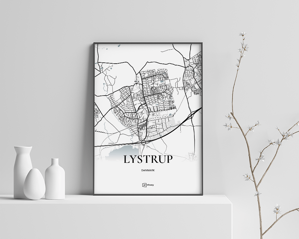 Lystrup Bykort Plakat – Minimalistisk Design 21x30 cm