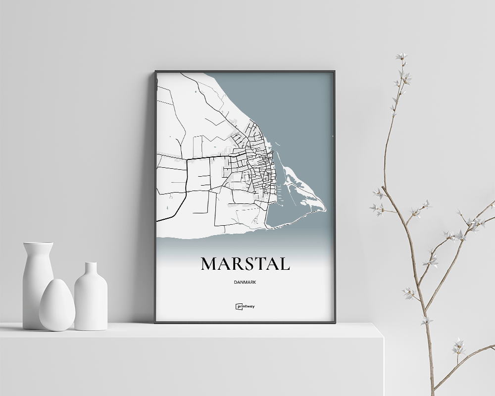 Marstal Bykort Plakat 21x30 cm – Minimalistisk Design