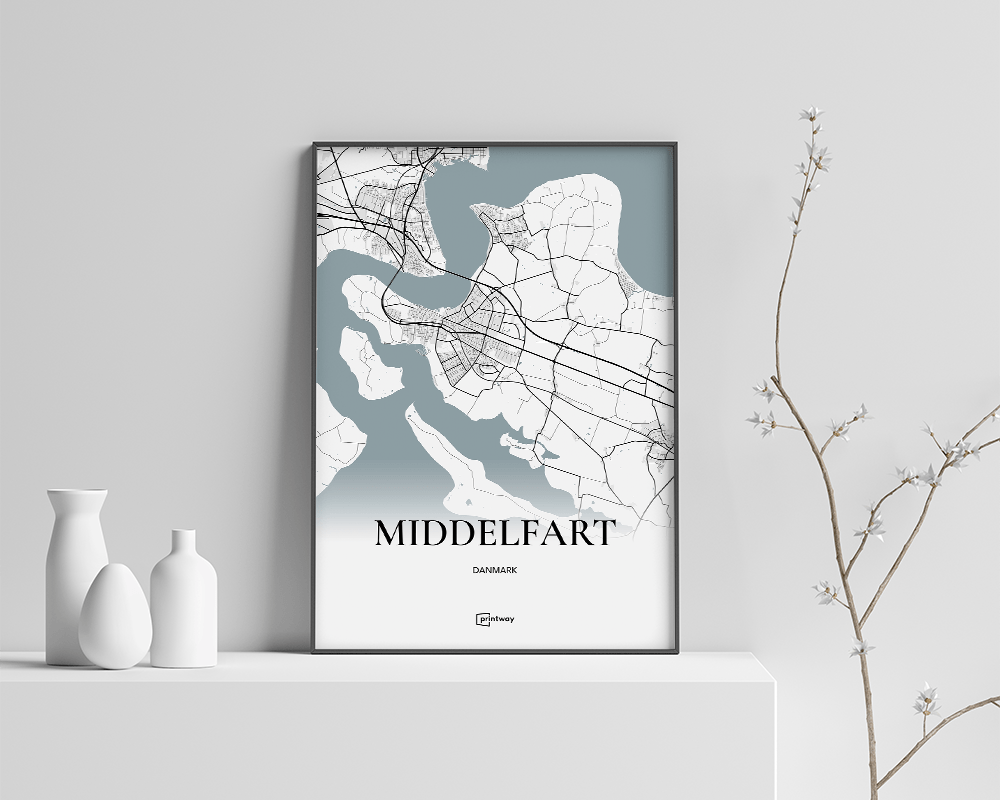 Middelfart Bykort Plakat 21x30 cm - Stilrent Design