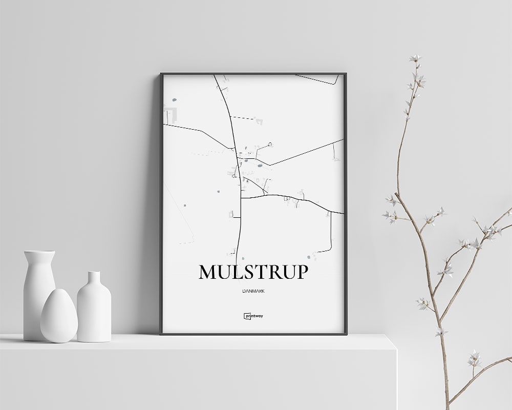 Mulstrup Bykort Plakat 30x42 cm - Minimalistisk Design