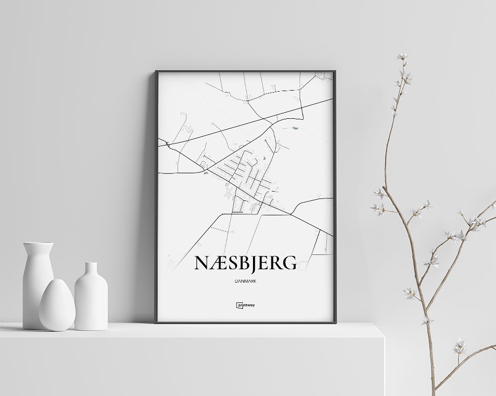 Næsbjerg Bykort Plakat 70x100 cm - Stilrent Design