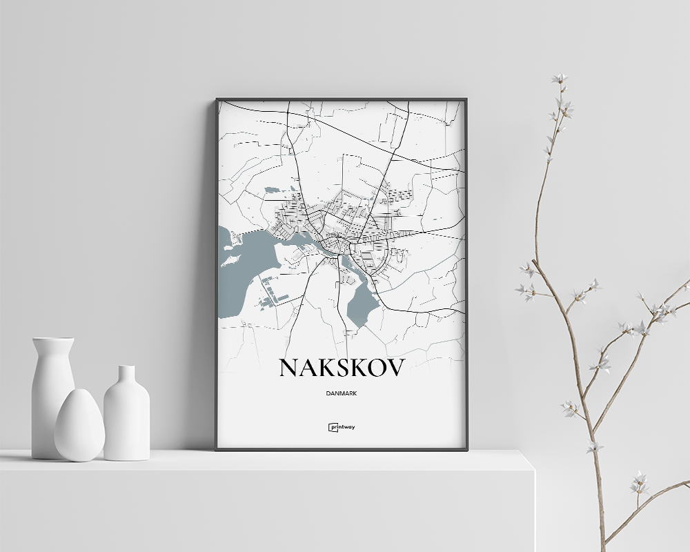 Nakskov Bykort Plakat 42x60 cm - Stilrent Design