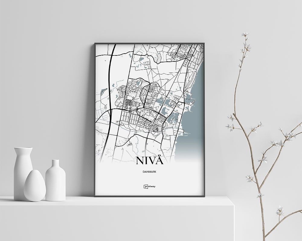 Nivå Bykort Plakat 70x100 cm – Elegant Minimalistisk Design