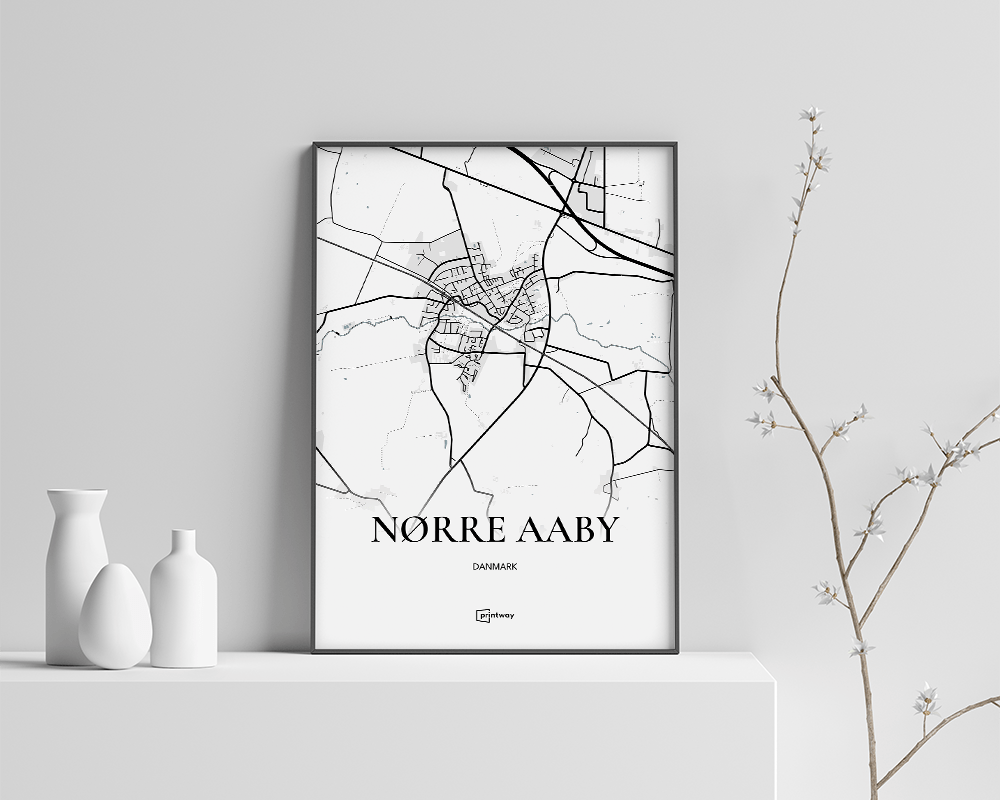 Nørre Aaby Bykort Plakat 70x100 cm – Elegant Indretning