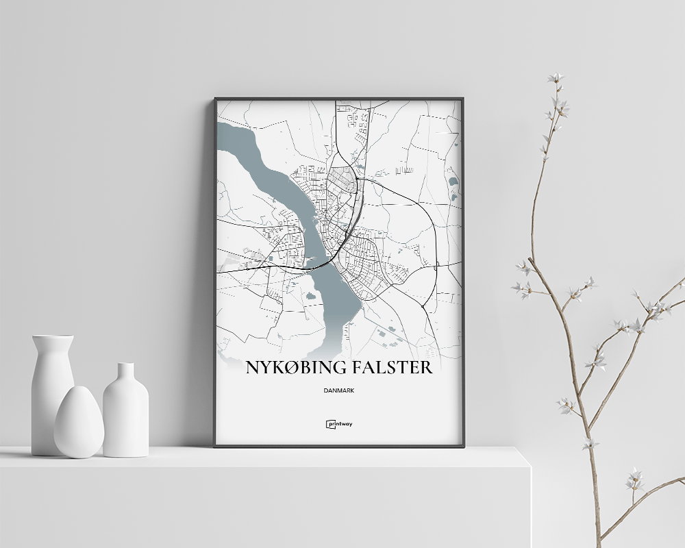 Nykøbing Falster Bykort Plakat 70x100 cm - Unik Design