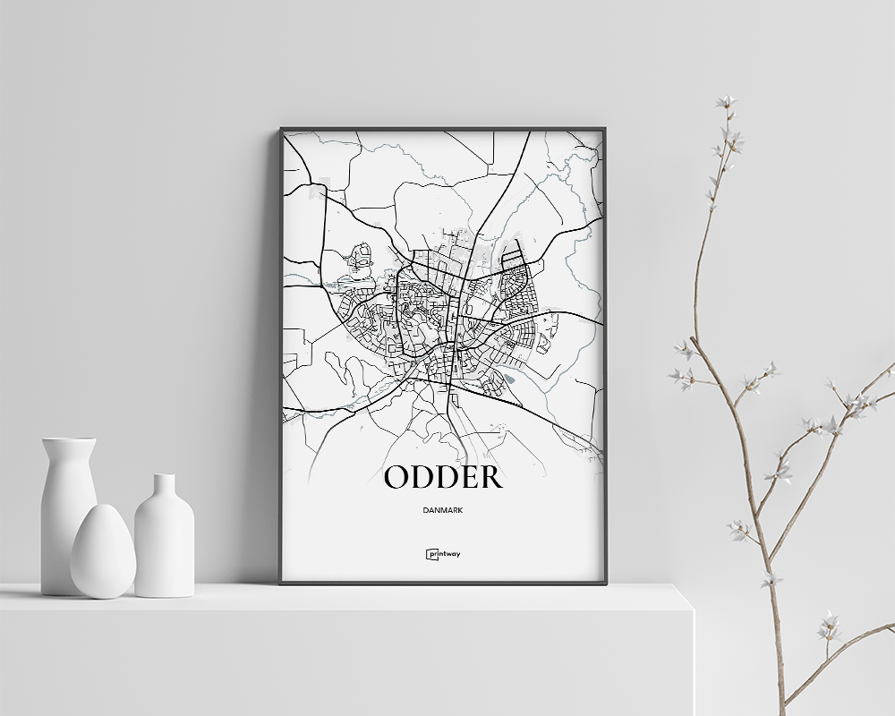 Odder Bykort Plakat 70x100 cm – Unik Indretning til Hjemmet