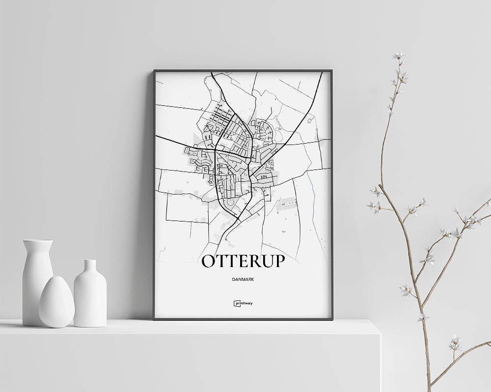 Otterup Bykort Plakat 70x100 cm – Minimalistisk Design