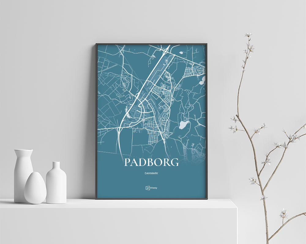 Padborg Plakat - Havblå Bykort A1 (60x84 cm)