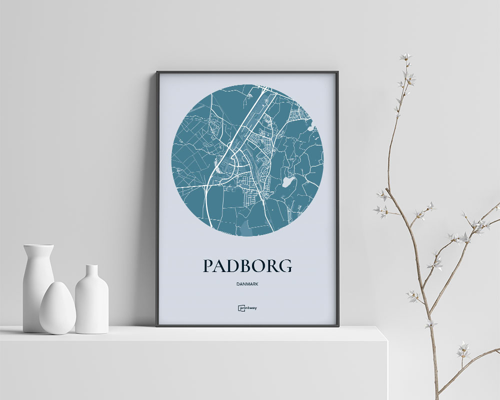 Padborg Plakat – Smukt Havblå Kort 21x30 cm A4