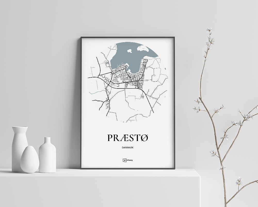 Præstø Bykort Plakat - Elegant Design til Dit Hjem