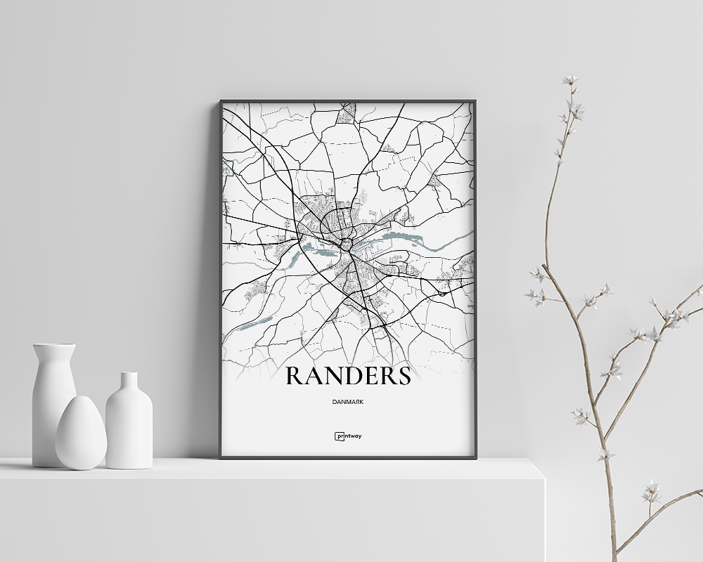 Randers Bykort Plakat 21x30 cm - Minimalistisk Design