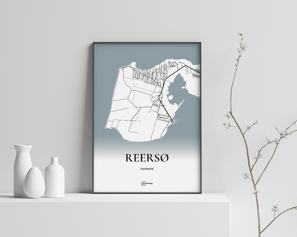 Reersø Bykort Plakat 60x84 cm – Minimalistisk Kunstværk