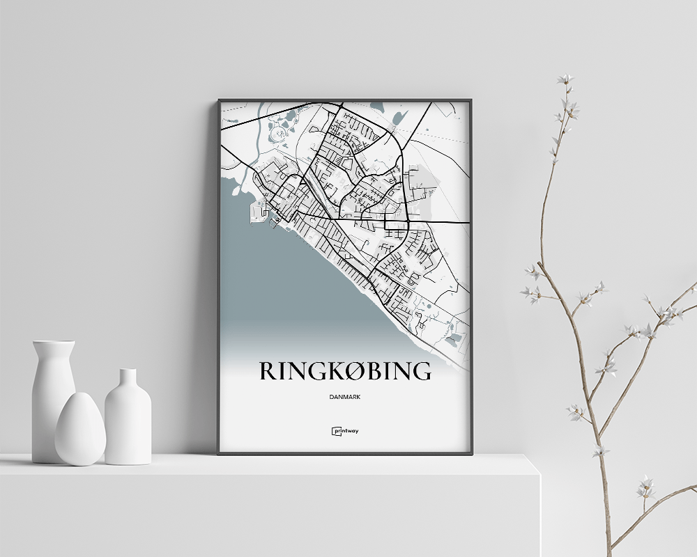 Ringkøbing Bykort Plakat 21×30 cm - Elegant Design