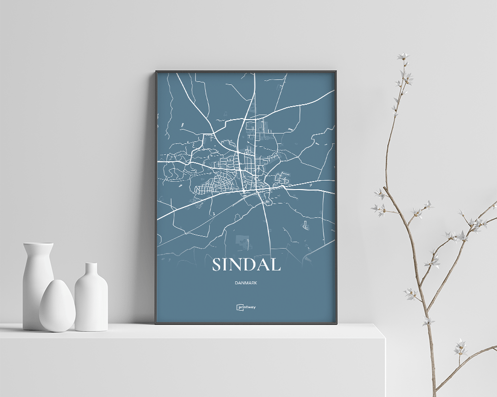Sindal Bykort Plakat i Havblå - 70x100 cm Design