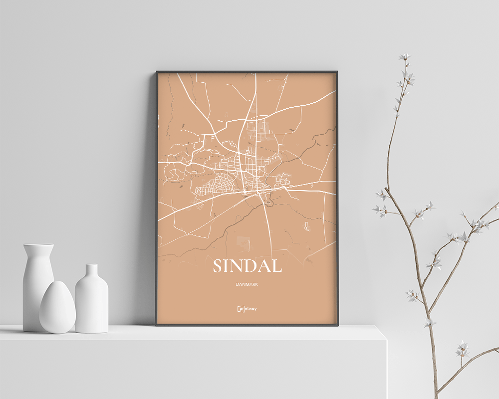 Sindal Bykort Plakat i Guld - Minimalistisk Design 70x100 cm