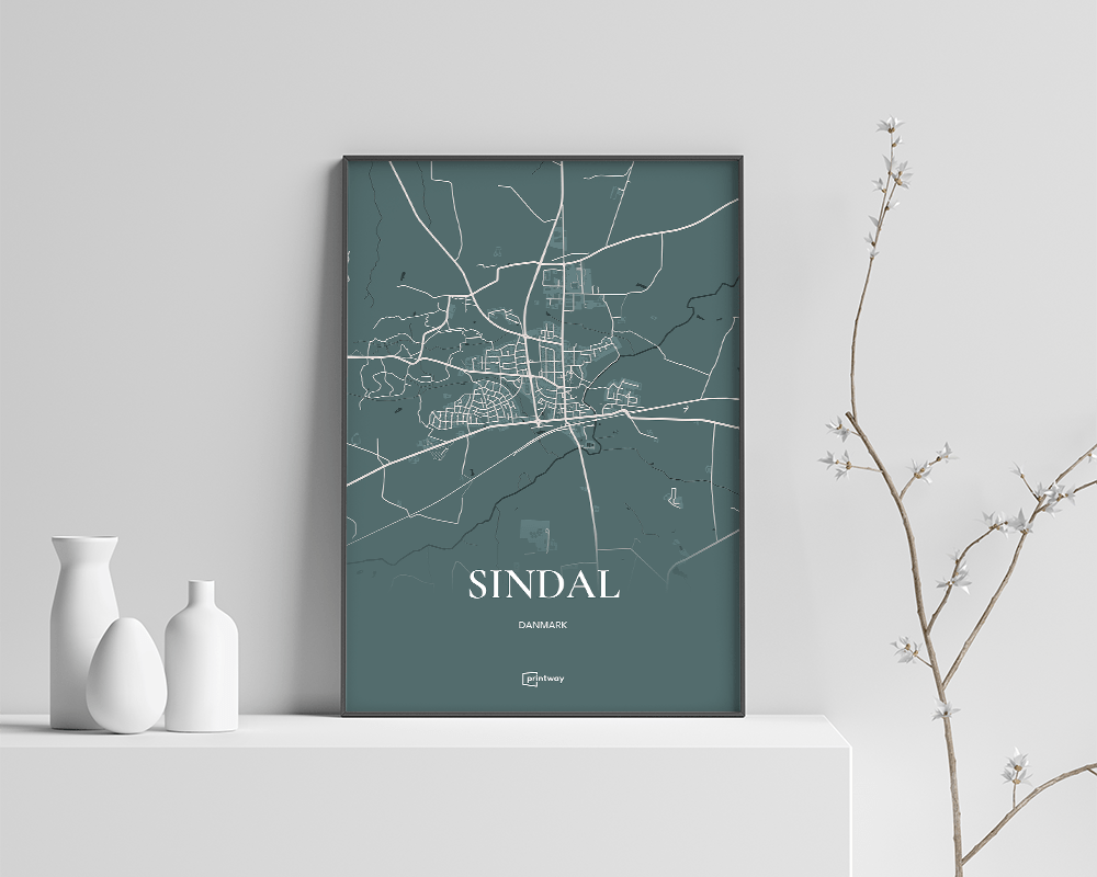 Sindal Bykort Plakat - Skovgrøn 70x100 cm (B1)