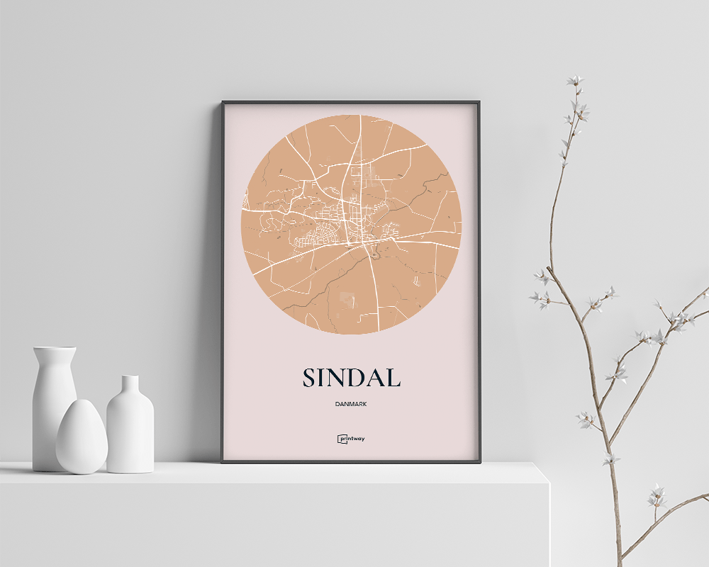 Sindal Bykort Plakat i Guld - Stilrent Design 70x100 cm