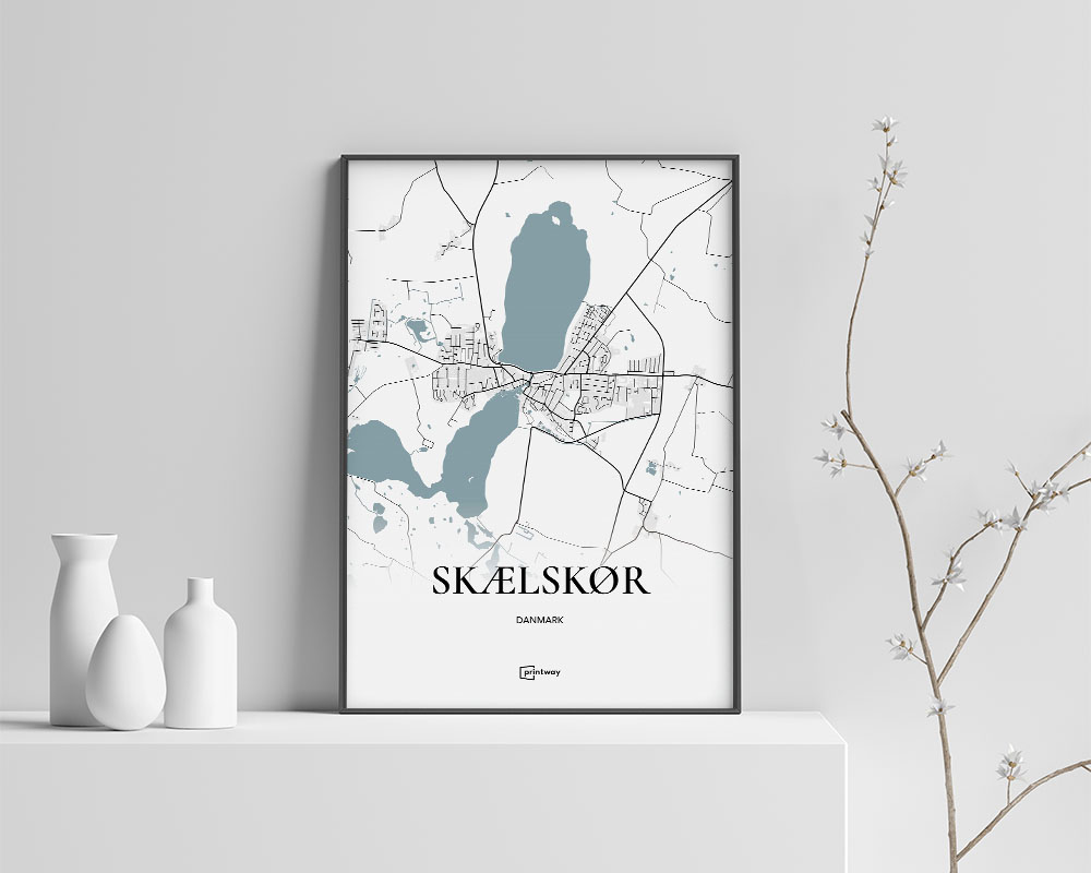 Skælskør Bykort Plakat – Unik og Stilren Design 21x30 cm