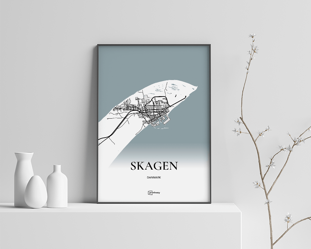 Skagen Bykort Plakat 35x50 cm - Minimalistisk Design