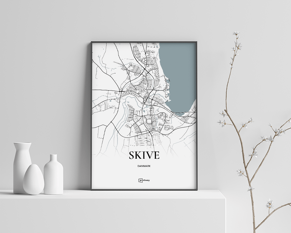 Skive Bykort Plakat 21x30 cm - Minimalistisk Design