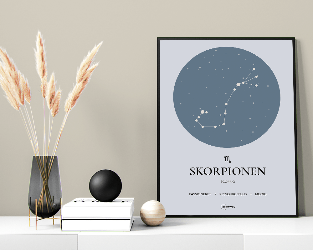 Skorpion Stjernetegn Plakat - Havblå A1 Design
