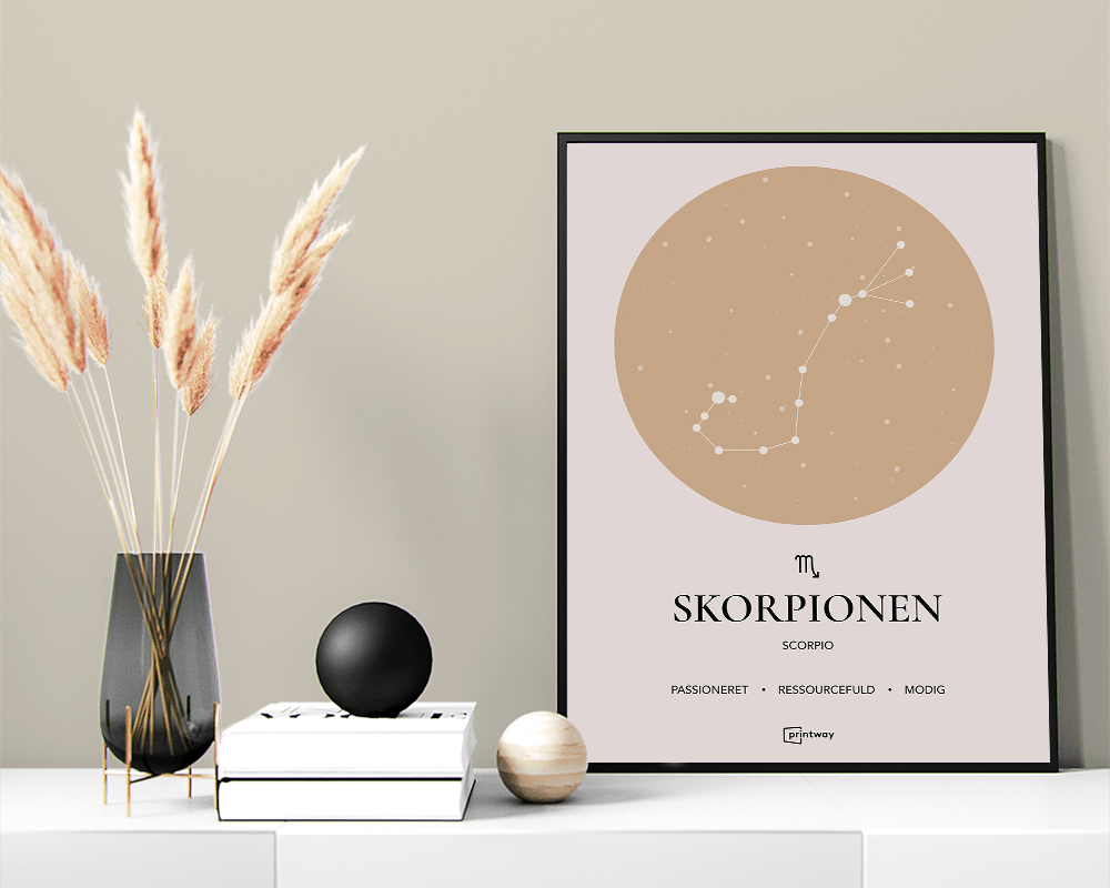 Skorpion Stjernetegn Plakat i Guld - Elegant Vægdekoration