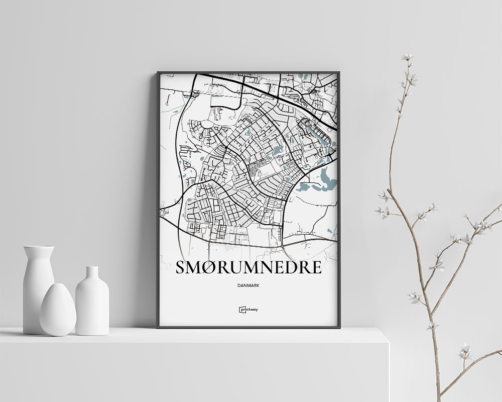 Smørumnedre Bykort Plakat – Stilfuld Indretning 70x100 cm