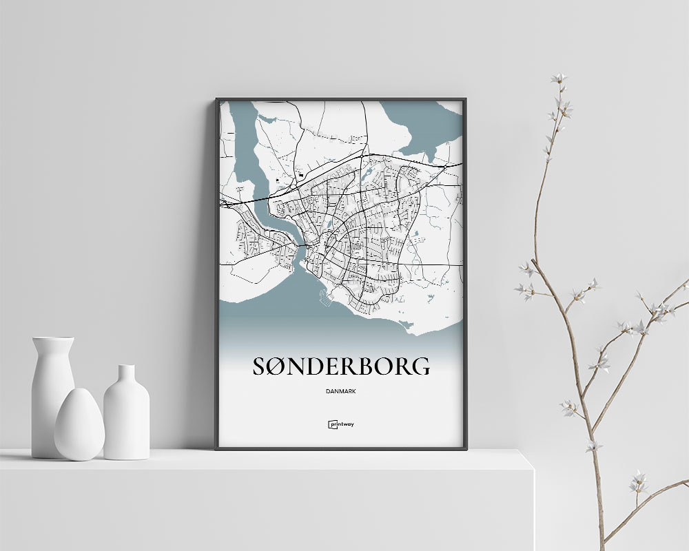 Sønderborg Bykort Plakat 21x30 cm - Stilrent Design