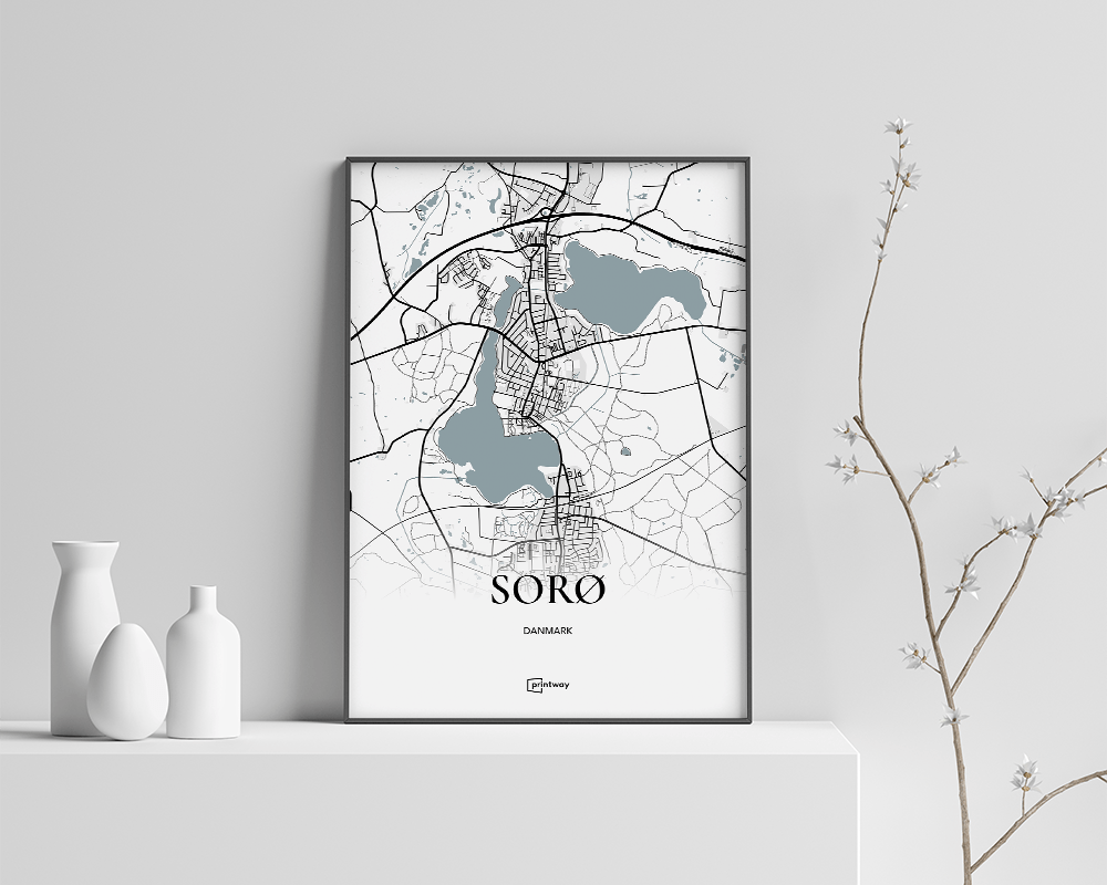 Sorø Bykort Plakat - Elegant Design 21x30 cm