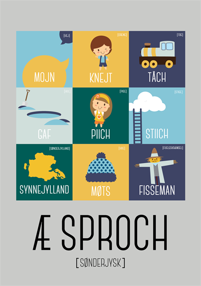 Æ Sproch Grå A5 Plakat - Få styr på sønderjyske gloser!