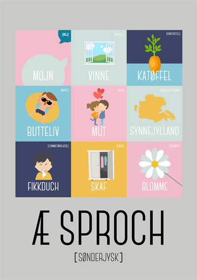 Æ Sproch Grå A5 Plakat - Få styr på sønderjyske gloser!