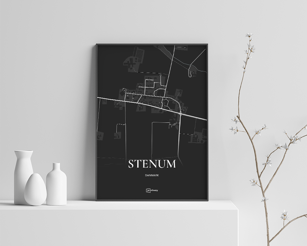 Stenum Bykort Plakat - Sort 70x100 cm - Unik Design