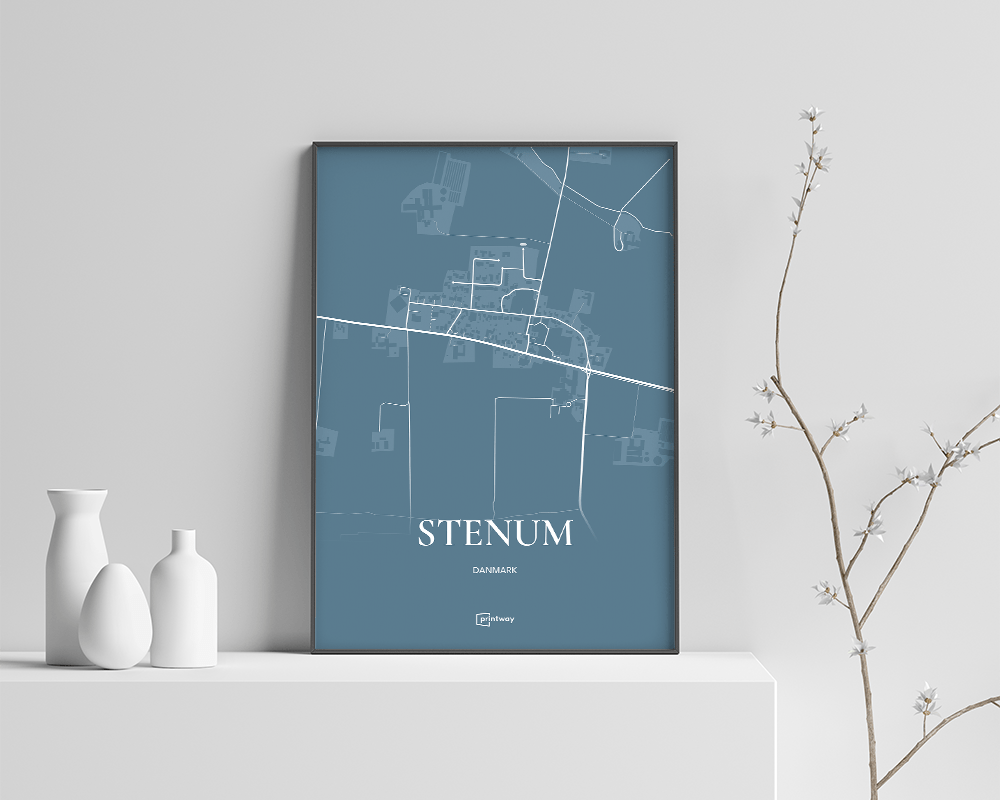 Stenum Bykort Plakat i Havblå - Stilrent Design 70x100 cm