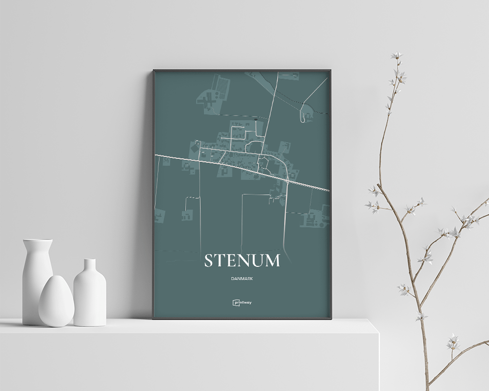 Stenum Bykort Plakat - Skovgrøn 70x100 cm - Unik Design