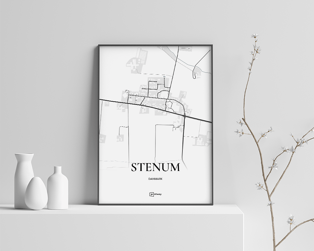 Stenum Bykort Plakat - Hvid 70x100 cm til dit hjem