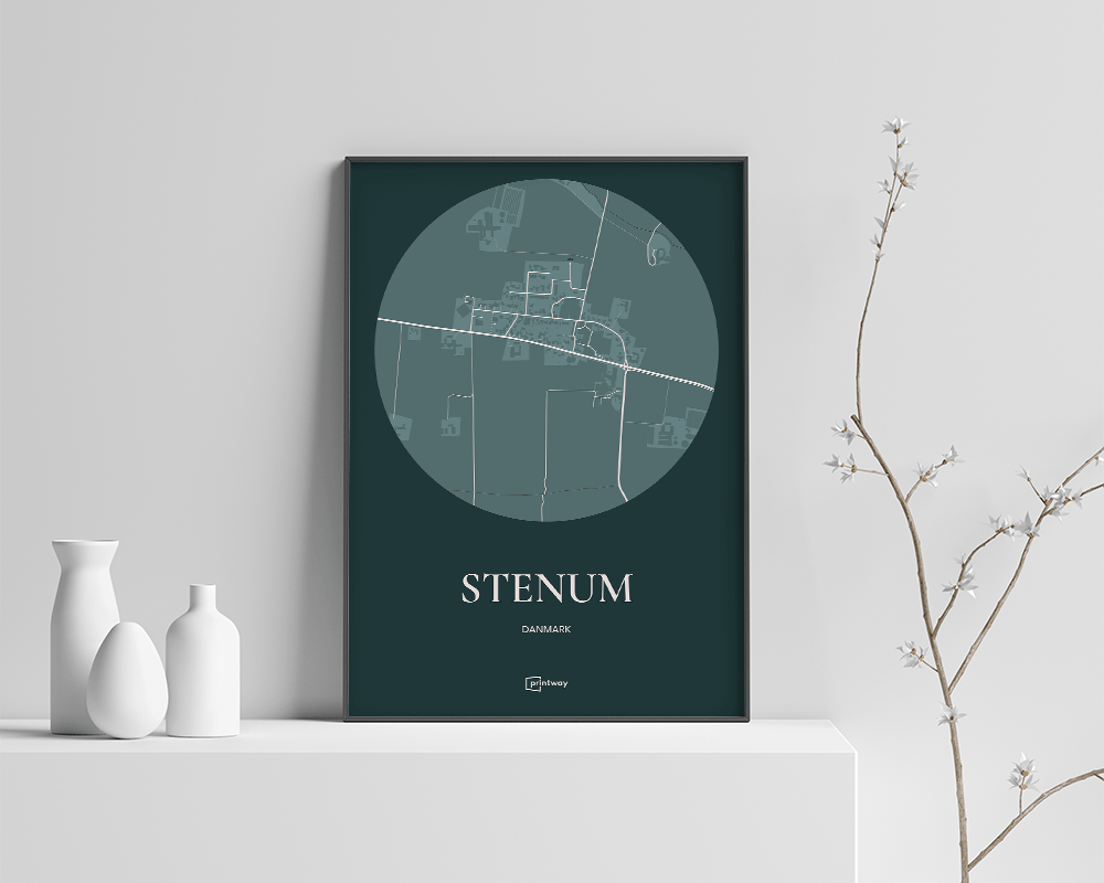 Stenum Bykort Plakat i Skovgrøn - 70x100 cm (B1)