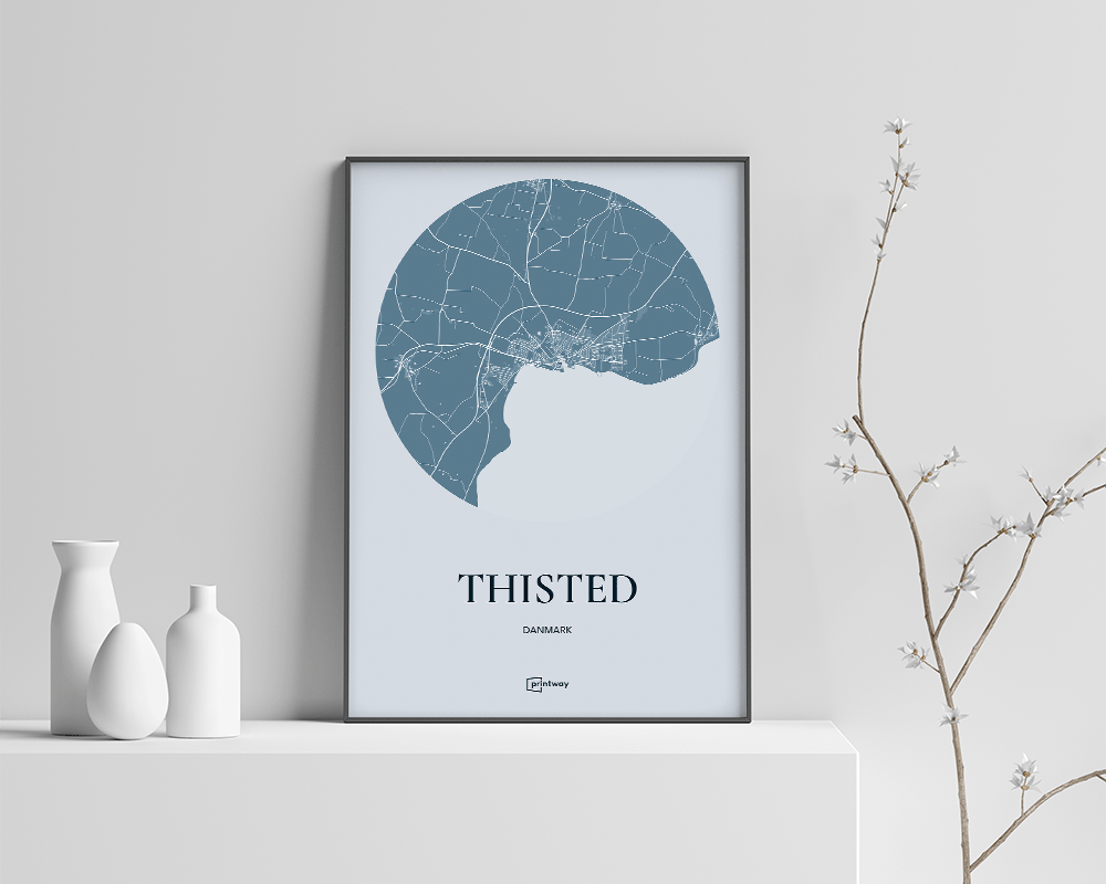 Thisted Plakat – Havblå Kort 70x100 cm til Dit Hjem