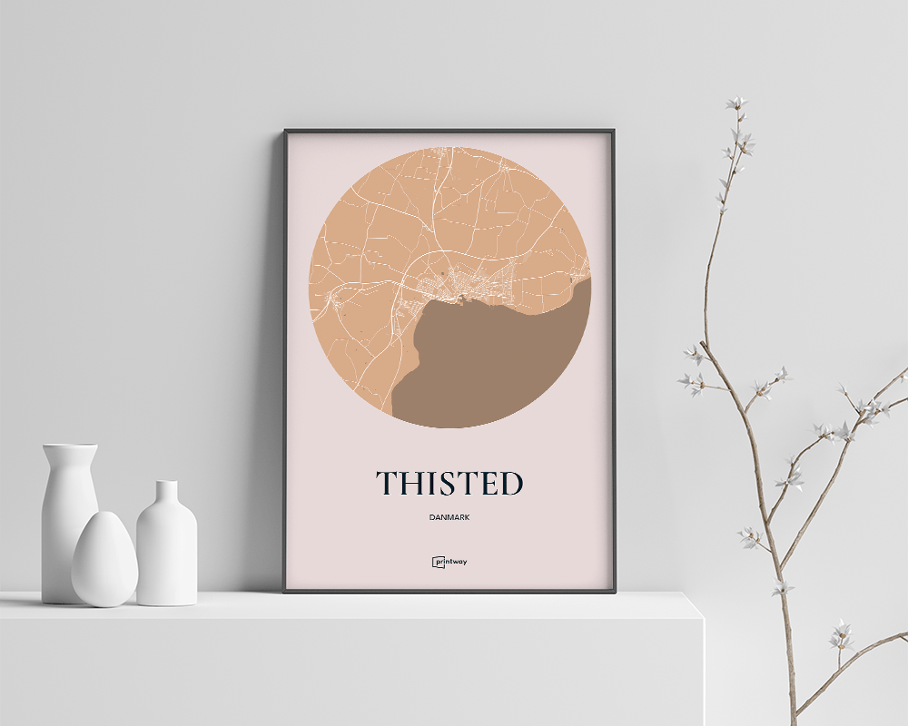Thisted Plakat – Elegant Guld Kort 21x30 cm (A4)