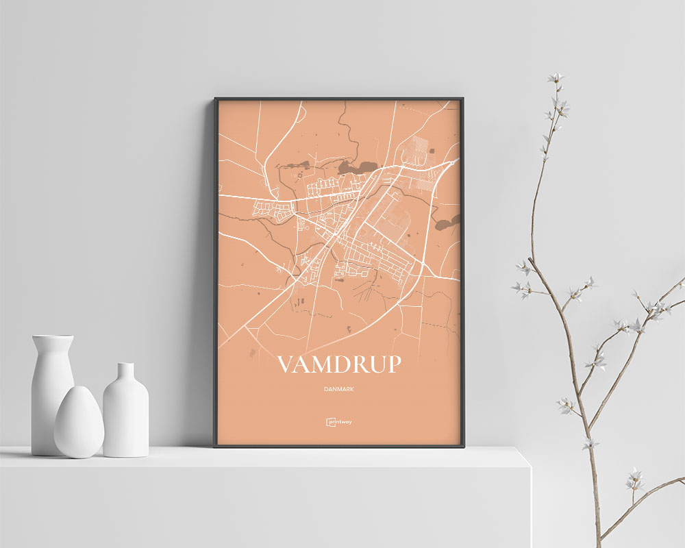 Vamdrup Bykort Plakat i Guld - Stilrent Design 70x100 cm