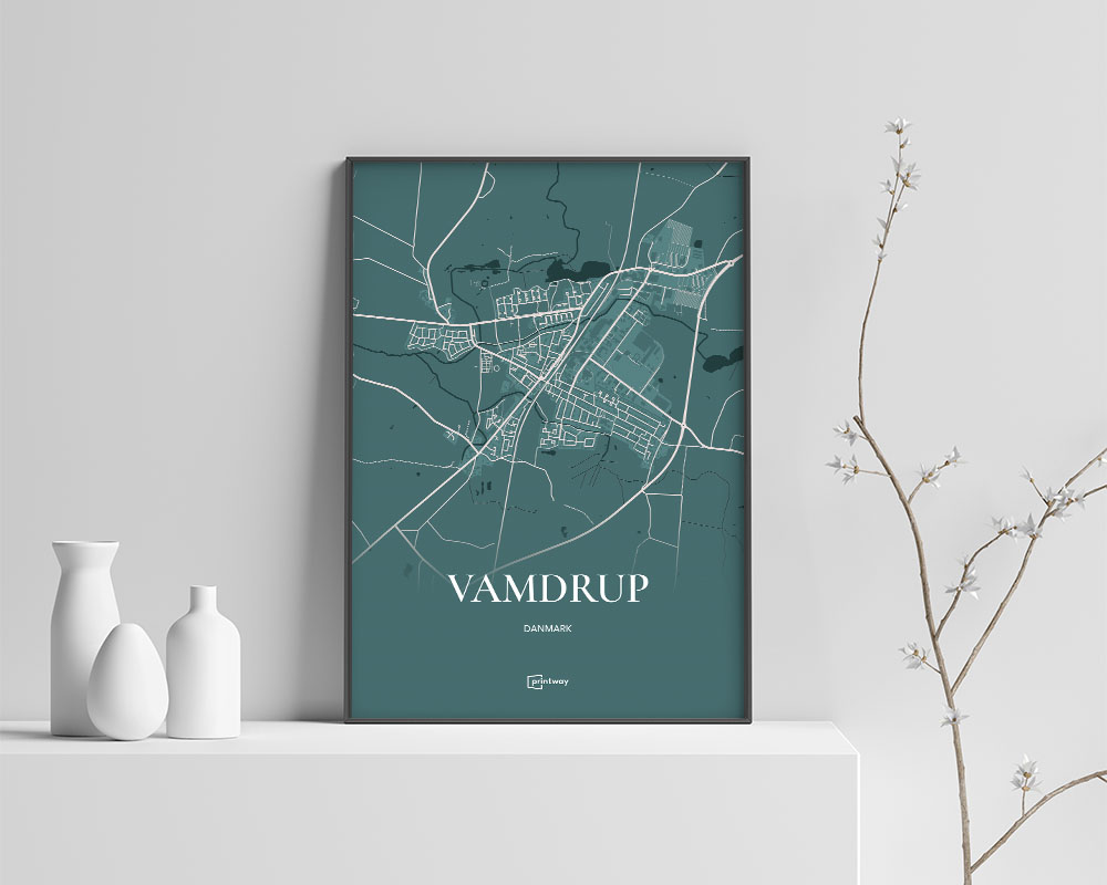 Vamdrup Bykort Plakat i Skovgrøn – Elegant Design 70x100 cm