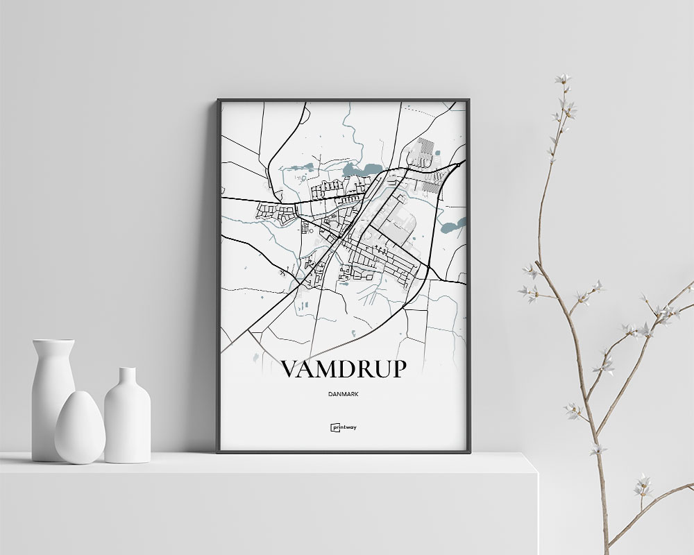 Vamdrup Bykort Plakat i Hvid - Stilrent Design 70x100 cm