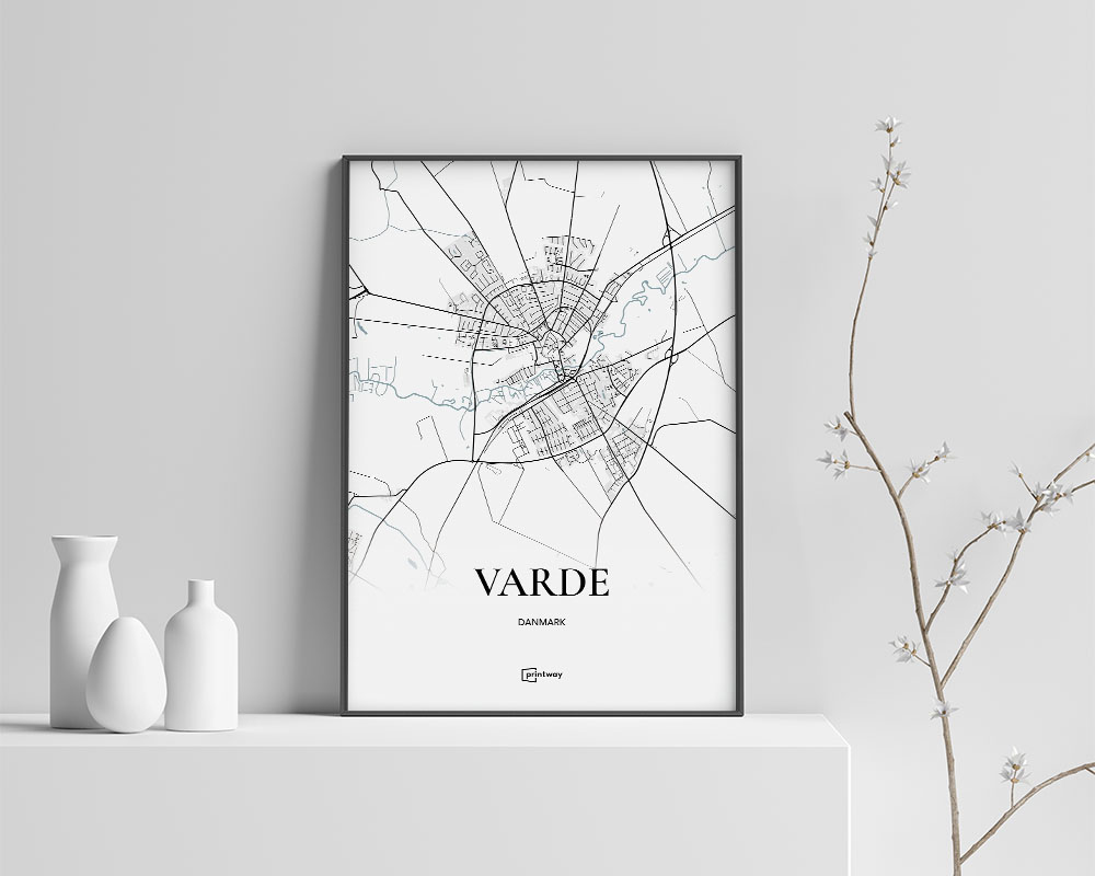 Varde Bykort Plakat 42x60 cm - Minimalistisk Design