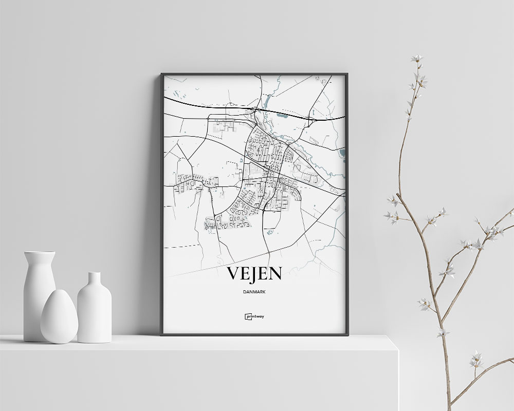 Vejen Bykort Plakat 30x42 cm - Minimalistisk Design
