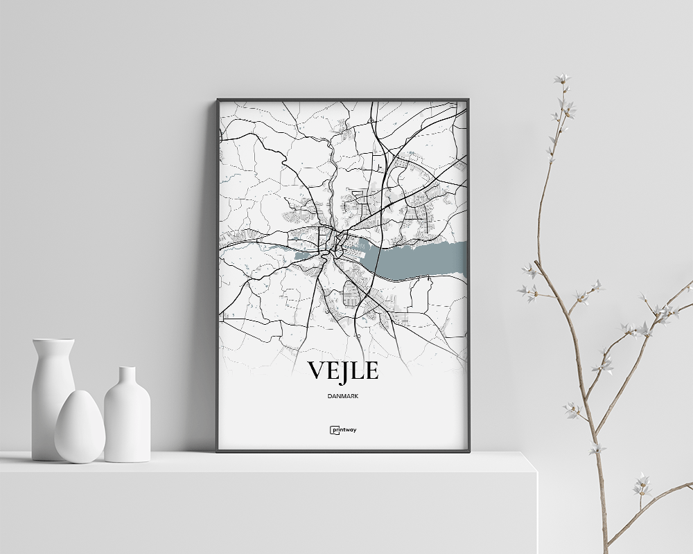 Vejle Bykort Plakat – Minimalistisk Design til Dit Hjem