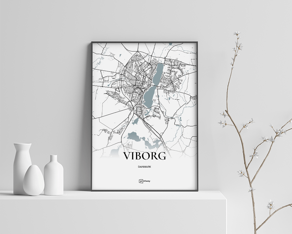 Viborg Bykort Plakat 21×30 cm – Minimalistisk Design
