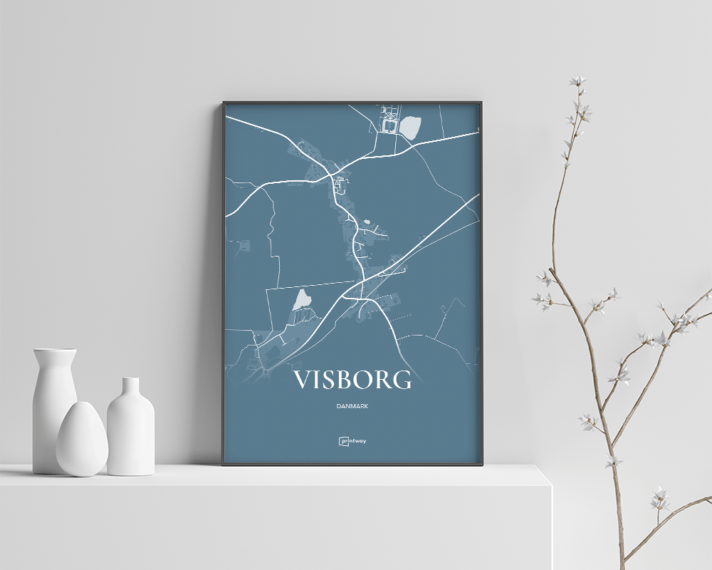 Visborg Bykort Plakat i Havblå – Elegant Indretning 70x100 cm