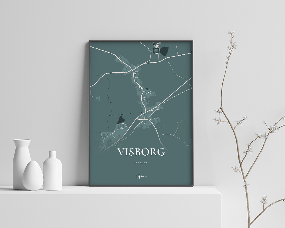 Visborg Bykort Plakat - Skovgrøn 70x100 cm (B1)